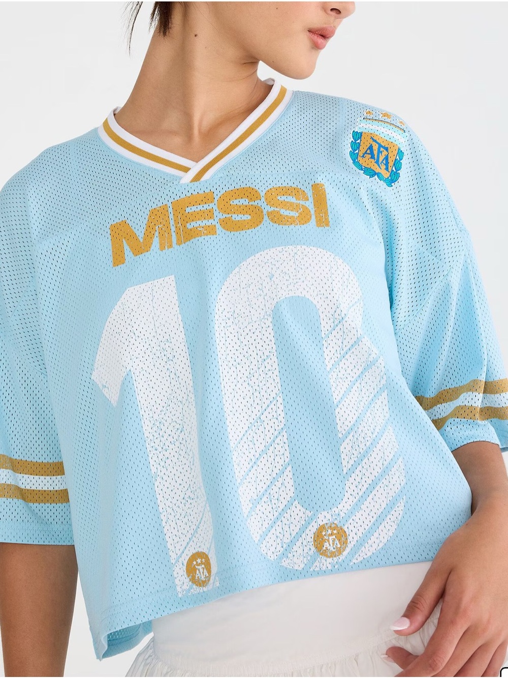 Argentina Official Women’s Soccer Messi 10 Crop Top Jersey Size S or L